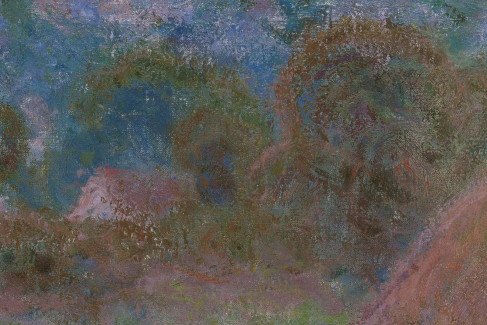 印象派莫奈油画风景《干草堆(秋季暮色)》高清局部 (2)