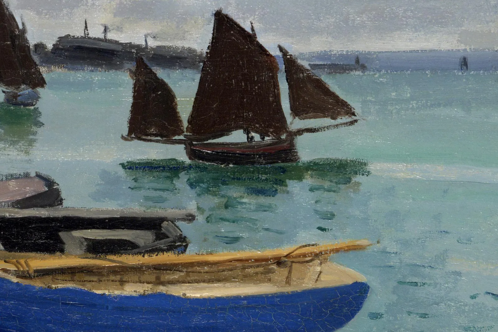 印象派莫奈油画风景《圣阿德雷斯的海滩》高清局部 (2)