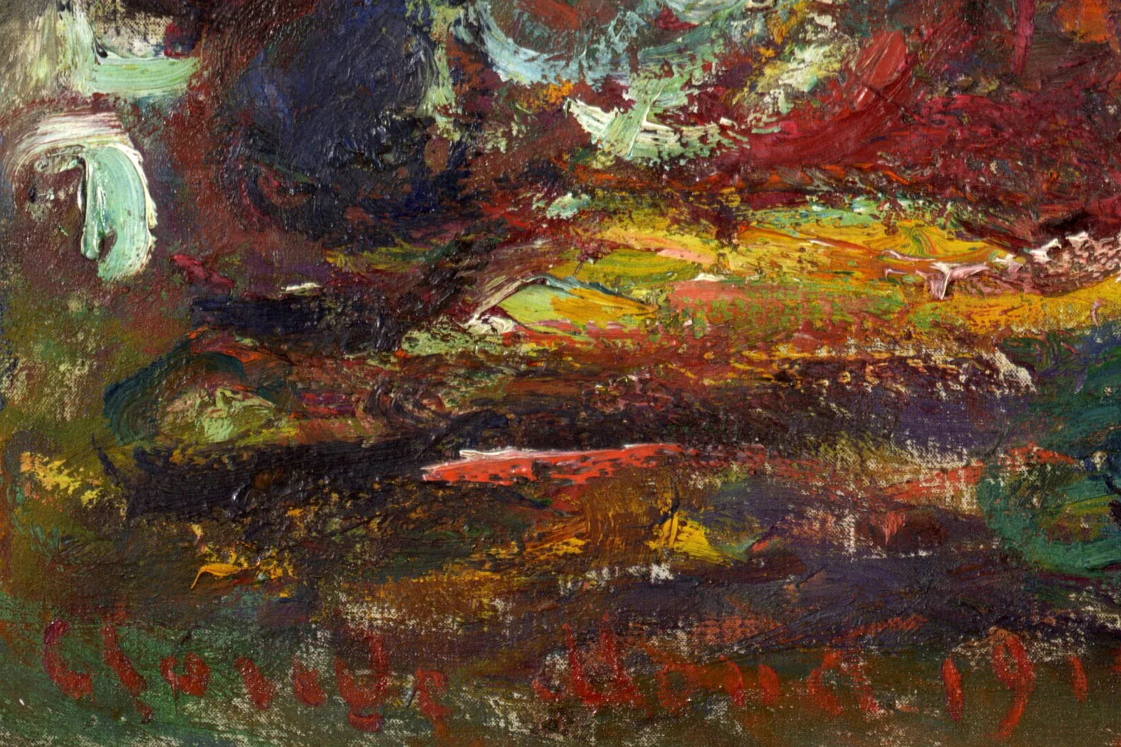 印象派莫奈油画《垂柳》局部 (9)