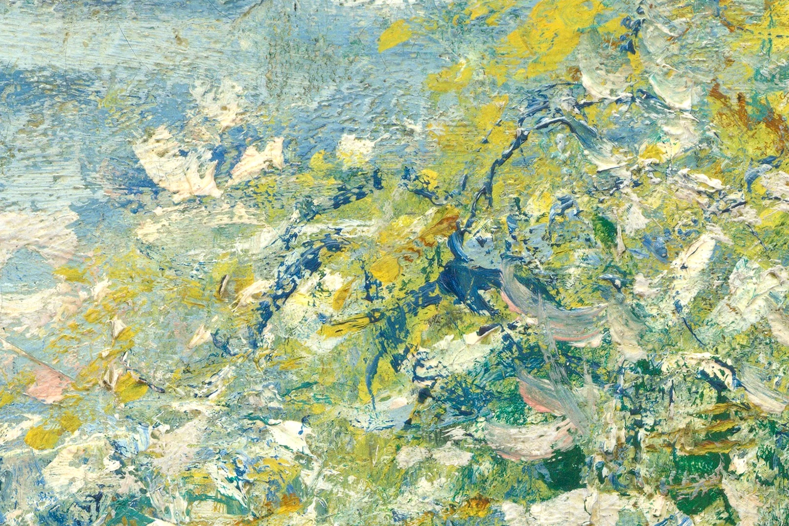 印象派莫奈风景画《塞纳河畔,维特伊》高清大图局部 (1)