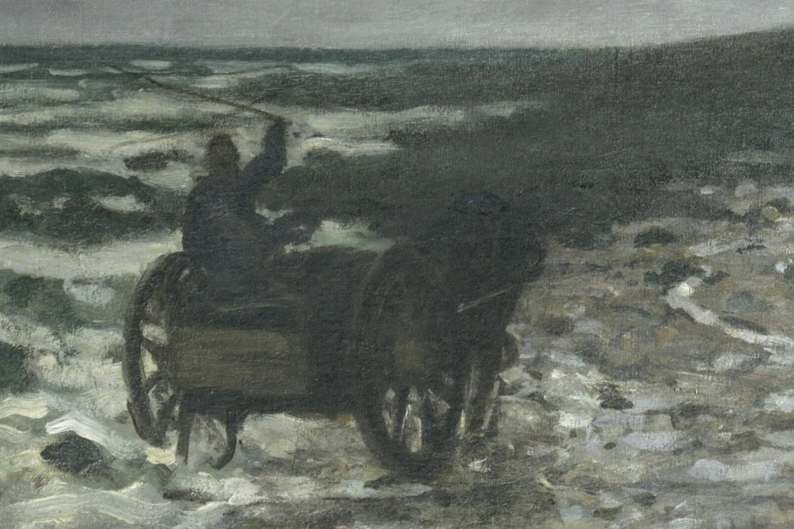 莫奈油画风景《退潮时的拉埃沃角》局部 (1)