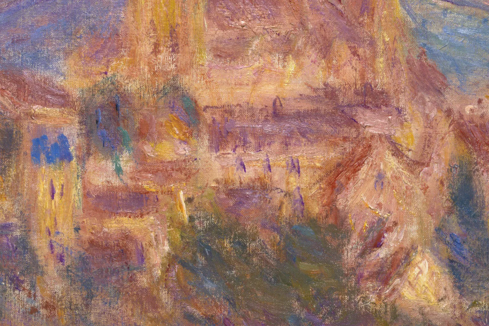 印象派莫奈油画《维特伊风景》局部 (2)