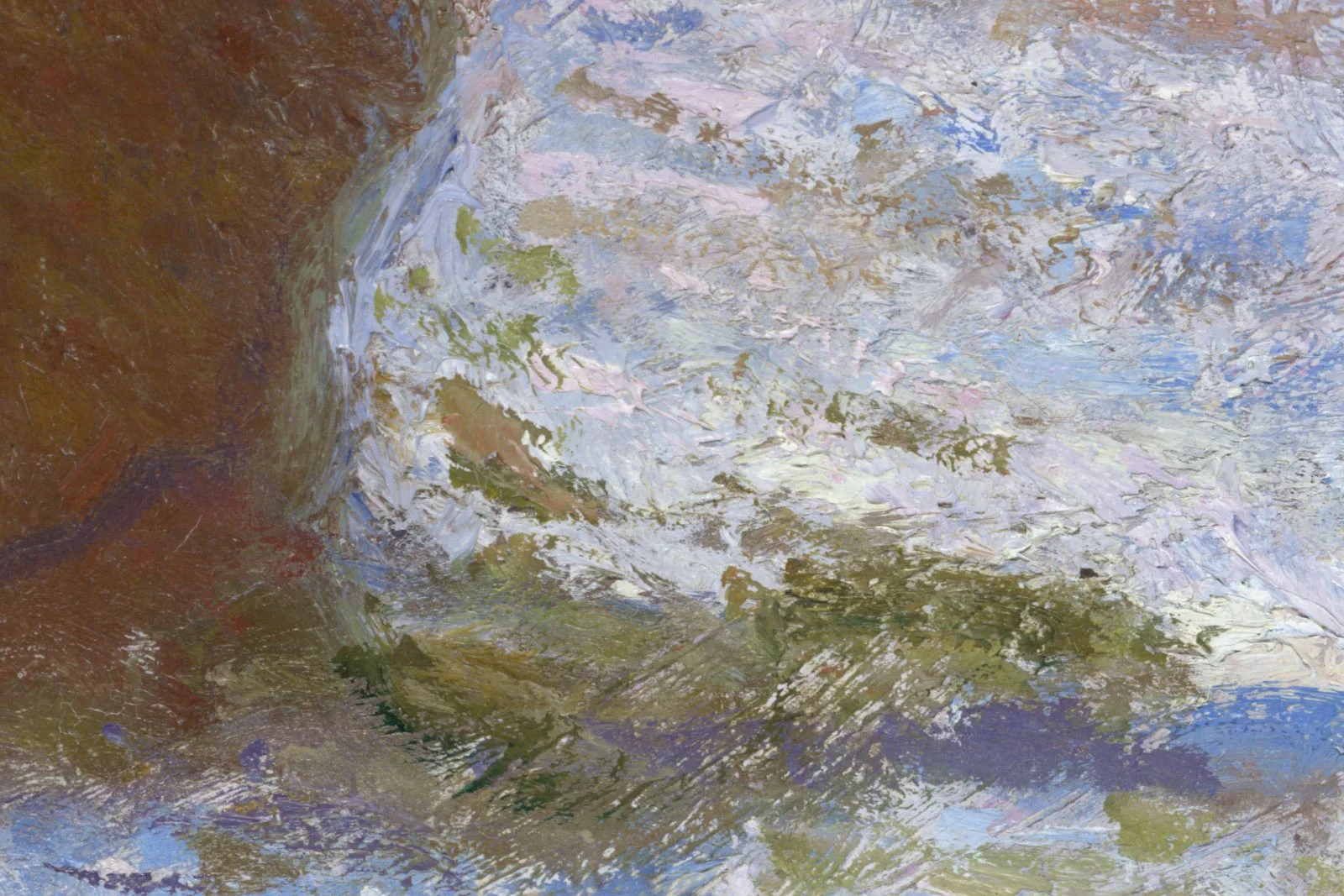 莫奈油画《阴天雪景的干草堆》局部 (2)