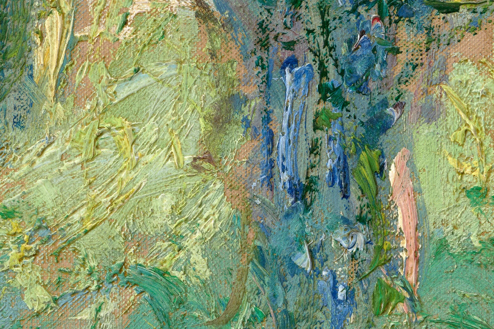 印象派莫奈油画作品《坐在柳树下的女子》超高清大图局部 (4)