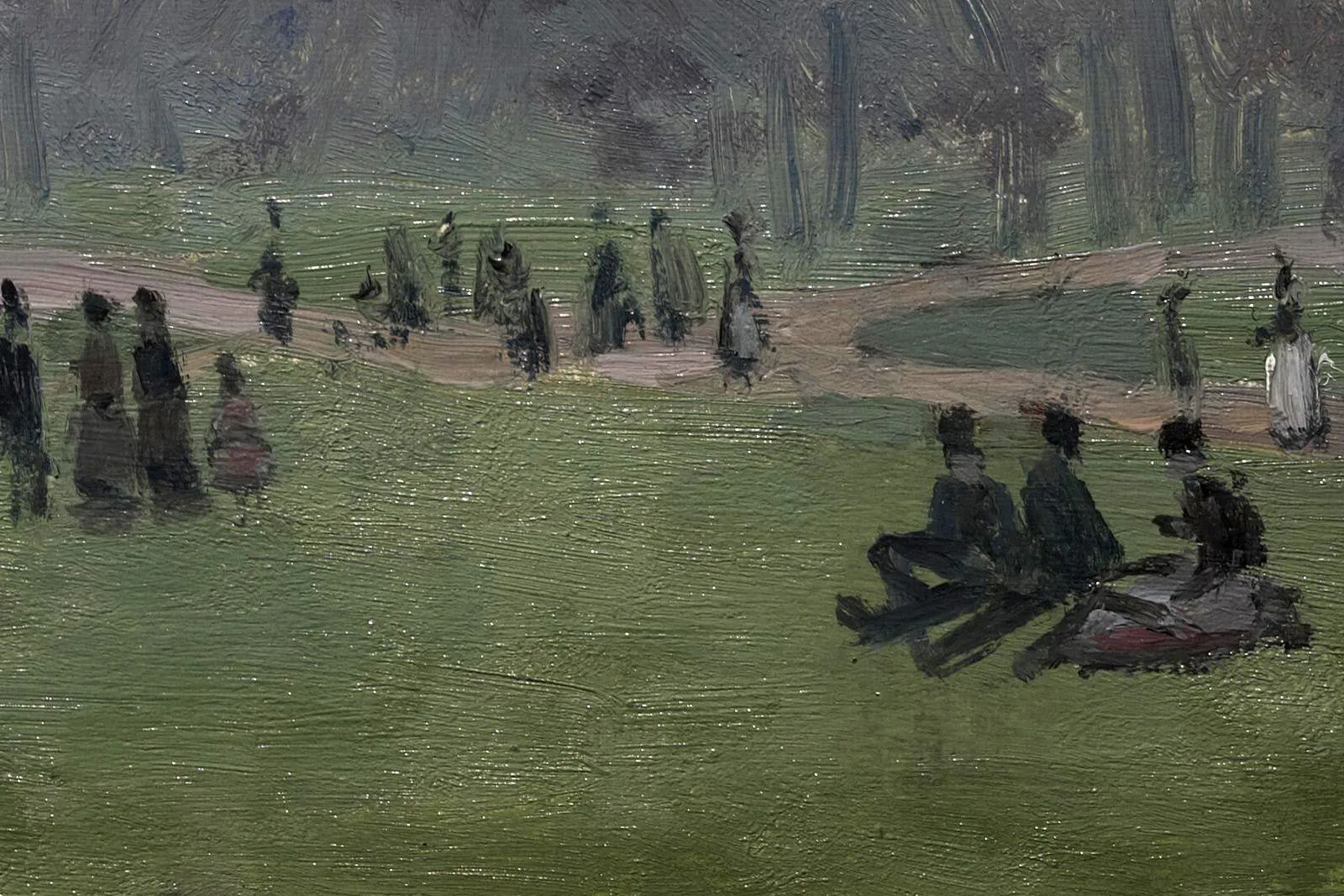 克劳德·莫奈油画风景《伦敦格林公园》局部 (3)