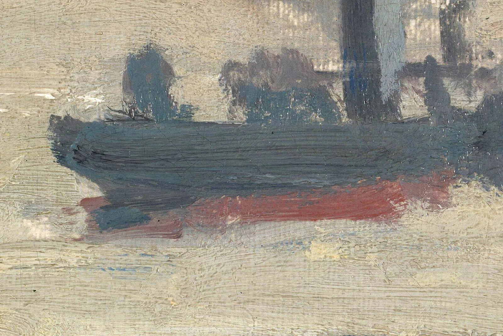 莫奈油画作品《威斯敏斯特下游的泰晤士河》高清大图局部 (3)