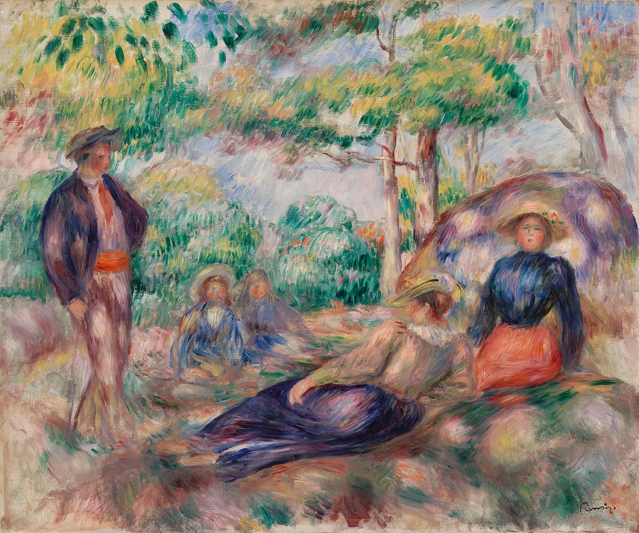 雷诺阿油画作品《在草地上休息》