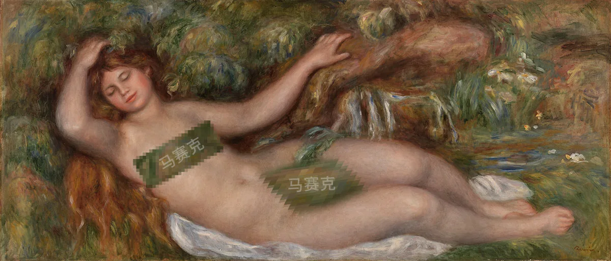 雷诺阿油画人物《斜倚裸体》