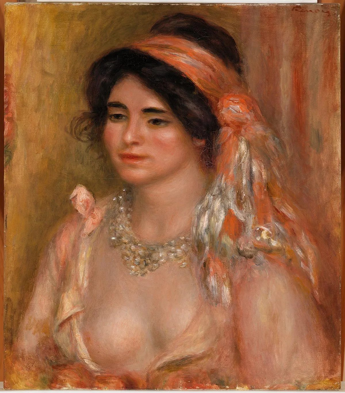 雷诺阿油画《黑发女人肖像》