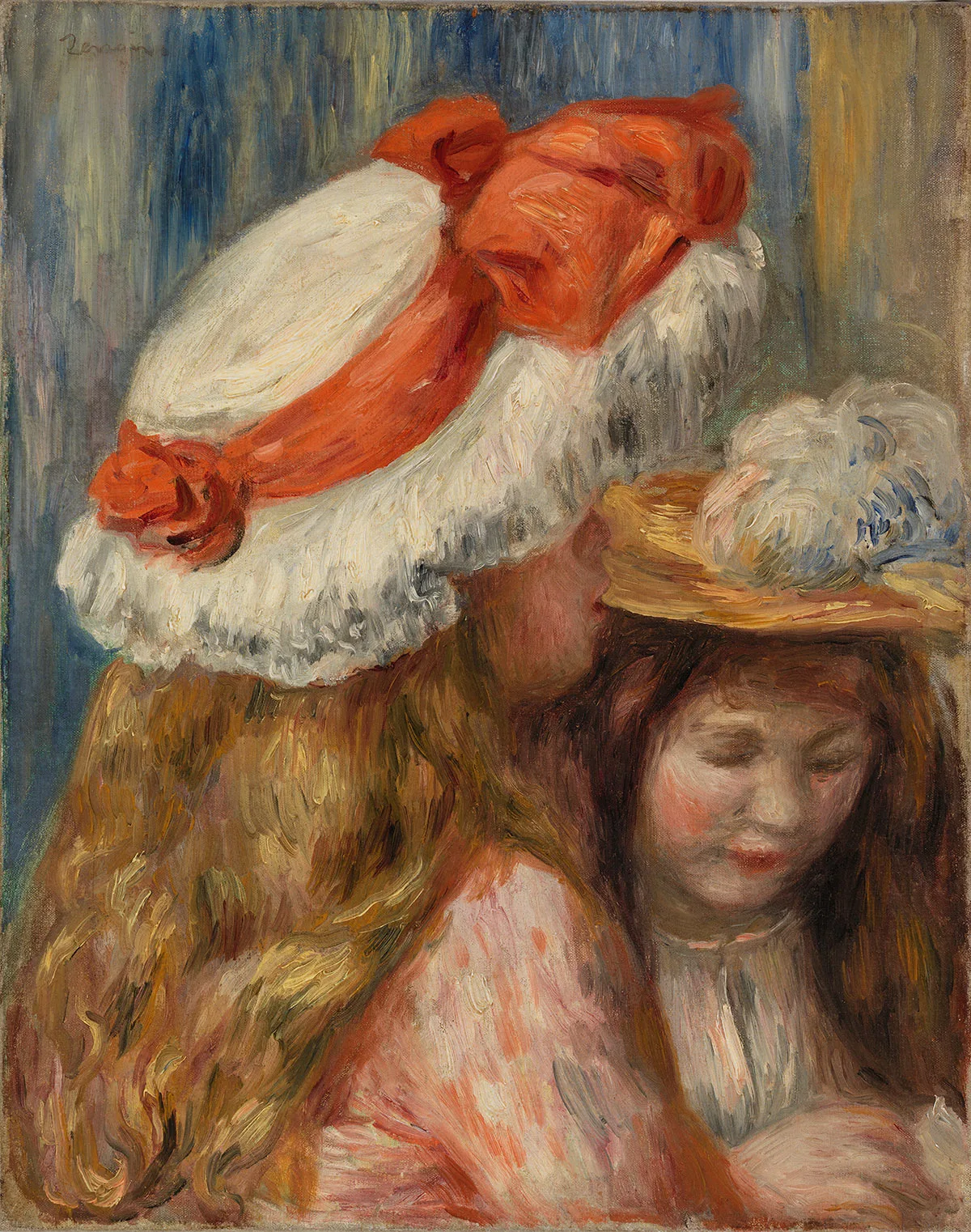 雷诺阿油画人物《戴帽子的女孩》