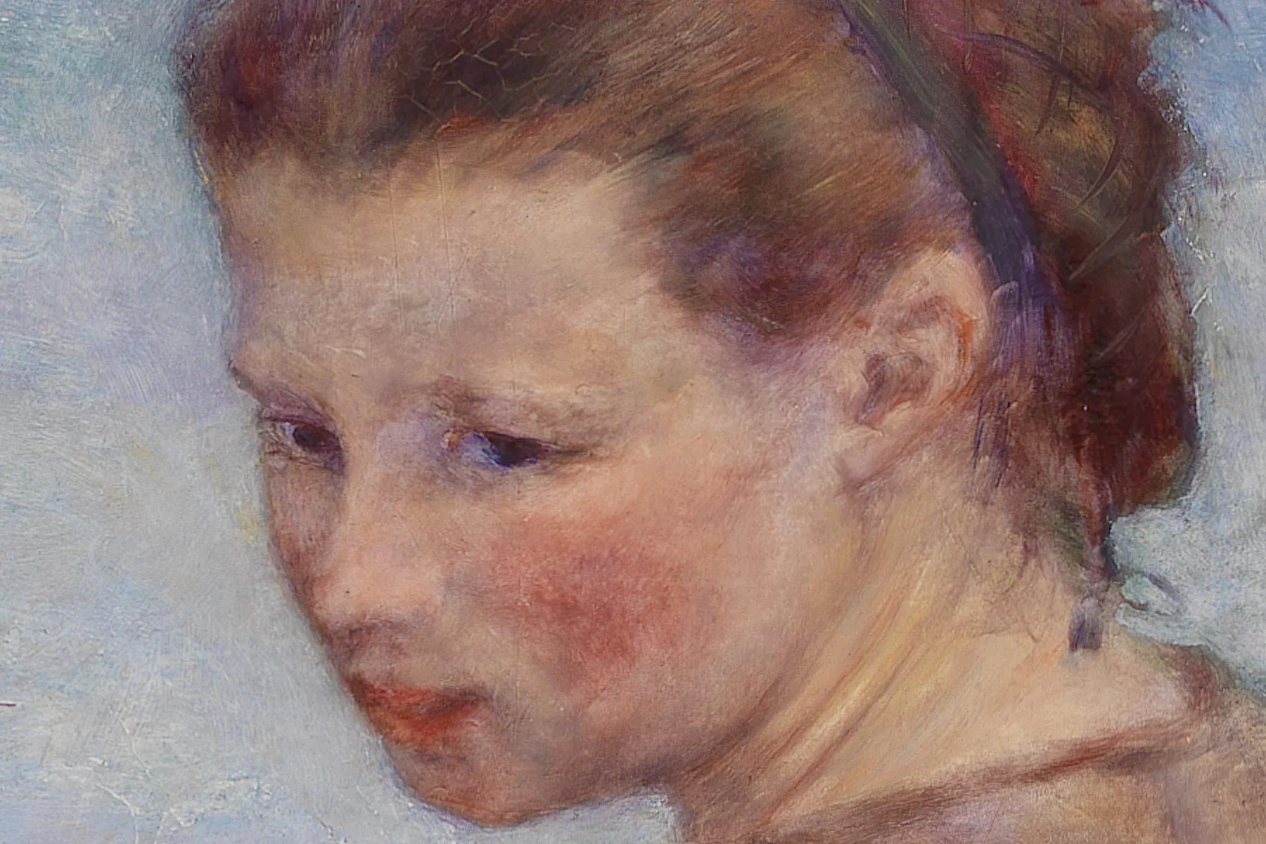 雷诺阿油画人物《伯内瓦尔的采贝女》局部 (1)