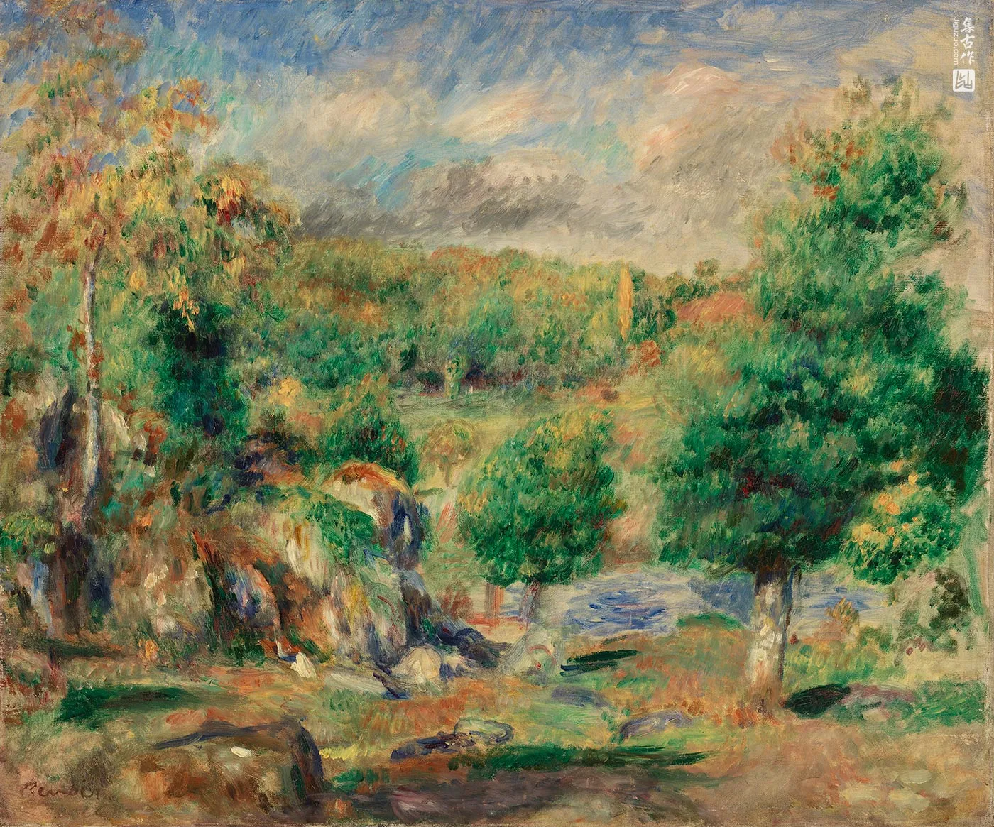 雷诺阿油画作品《蓬塔旺的栗树风景》