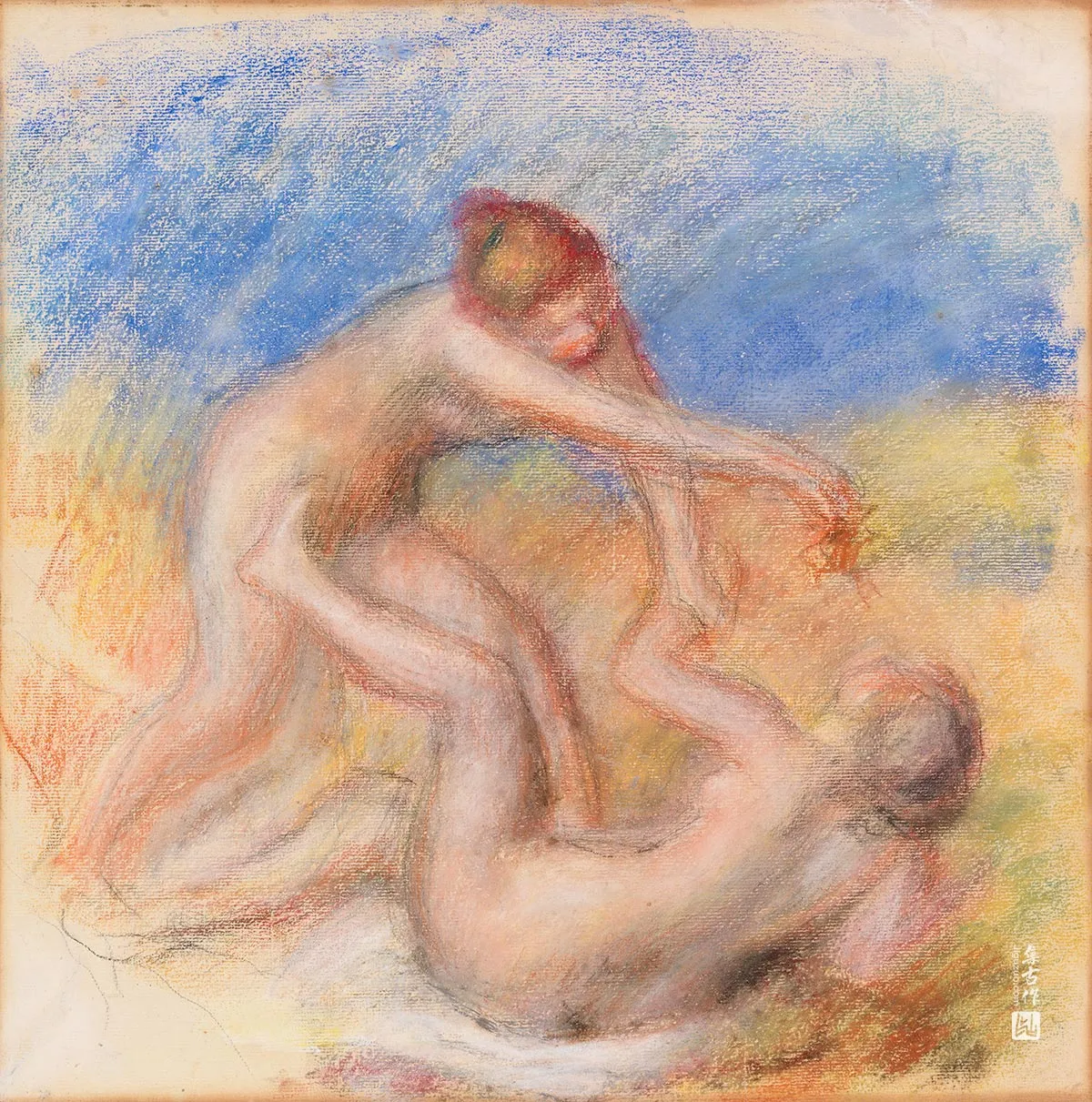 雷诺阿油画人物《两裸女》