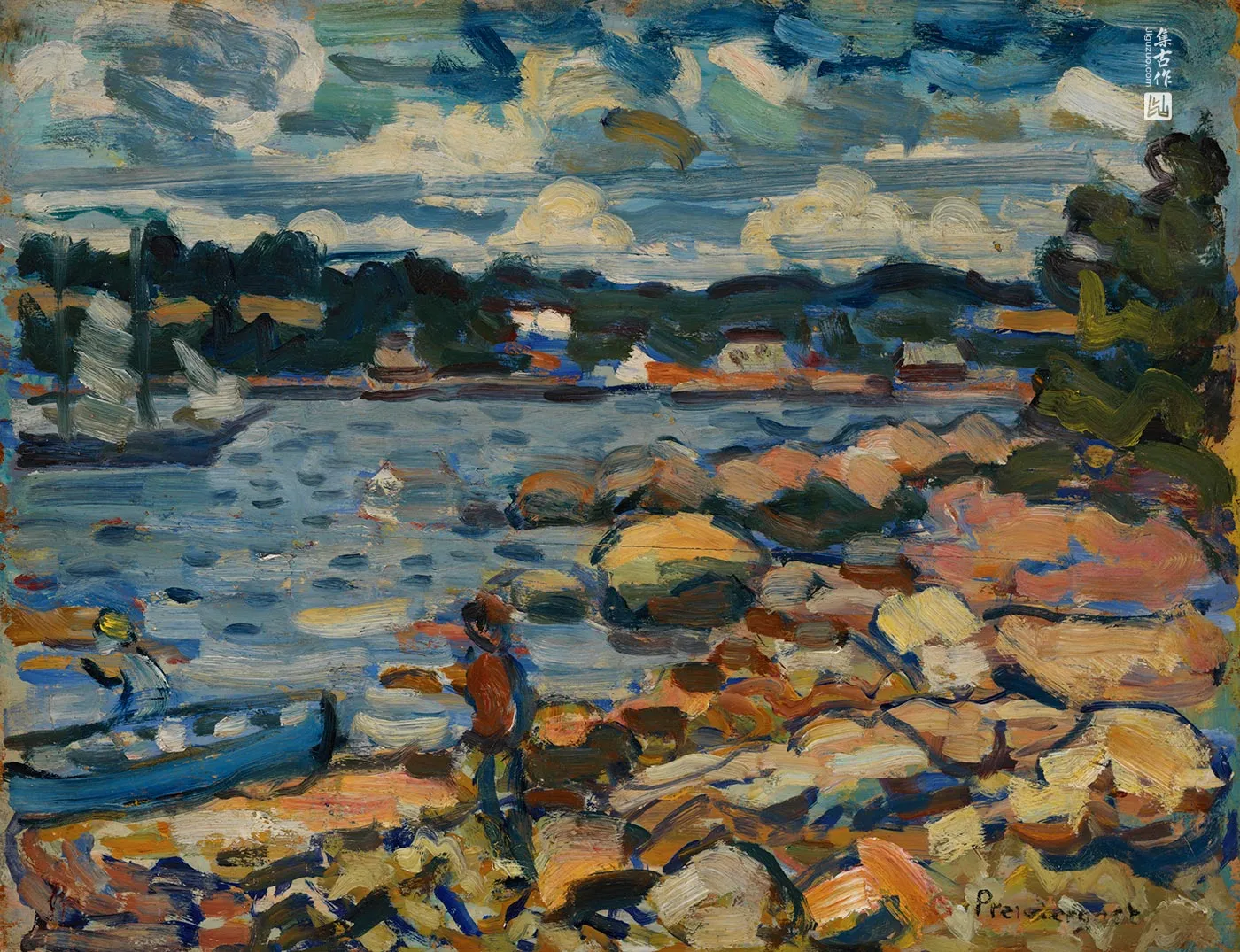 普雷德加斯特《布鲁克斯维尔缅因州河流风景》油画作品