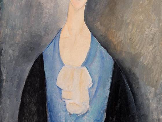 莫迪利亚尼《穿蓝衣的年轻女子》油画人物