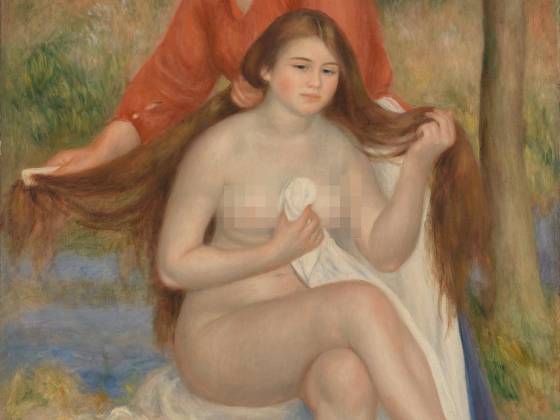 雷诺阿《浴女与女仆》