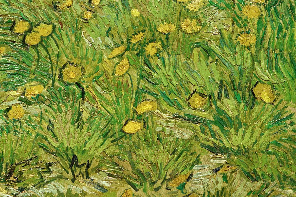 梵高作品《长满蒲公英的田野》局部 (2)