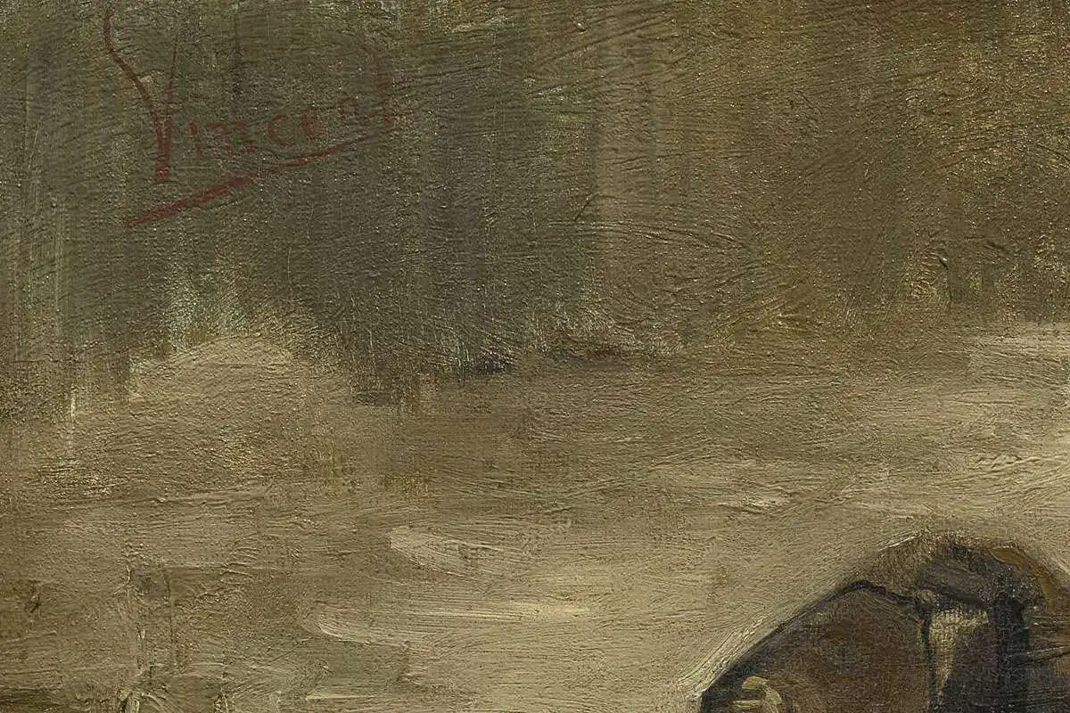 梵高油画静物作品《一双鞋》局部 (4)