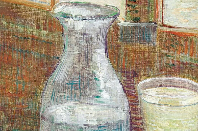 梵高油画作品《有苦艾酒的咖啡桌》局部 (1)