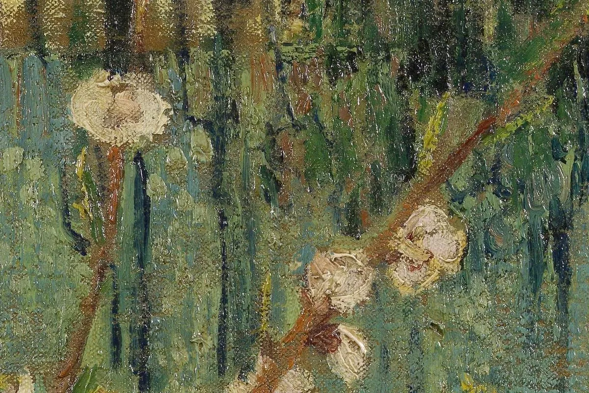 梵高作品《盛开的杏花》高清大图局部细节 (4)