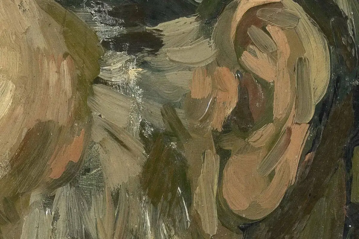 梵高人物肖像画《男老年头像》高清大图局部细节 (3)