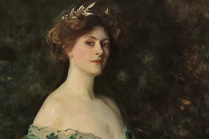 萨金特油画人物肖像《萨瑟兰公爵夫人》局部 (1)