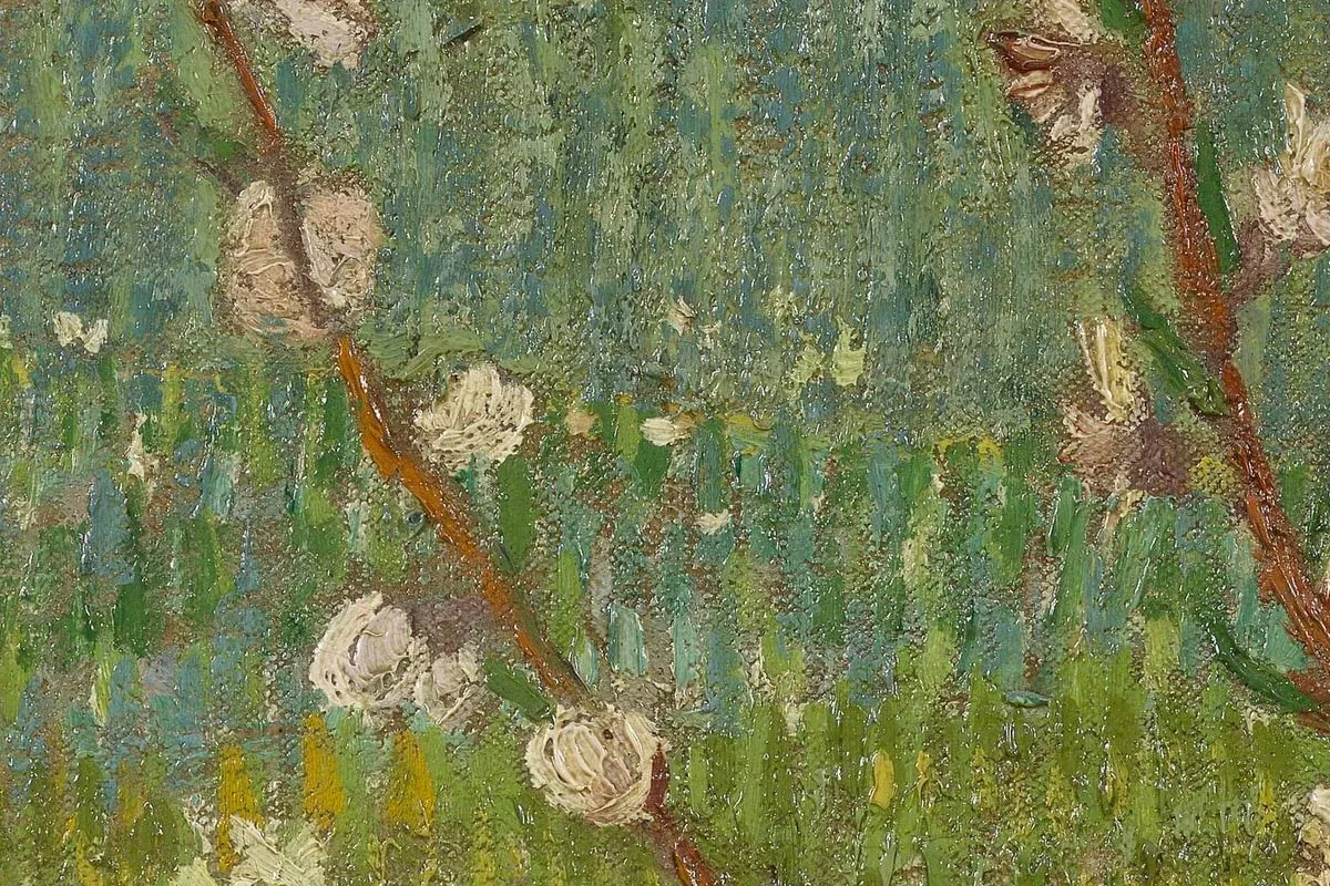 梵高作品《盛开的杏花》高清大图局部细节 (5)