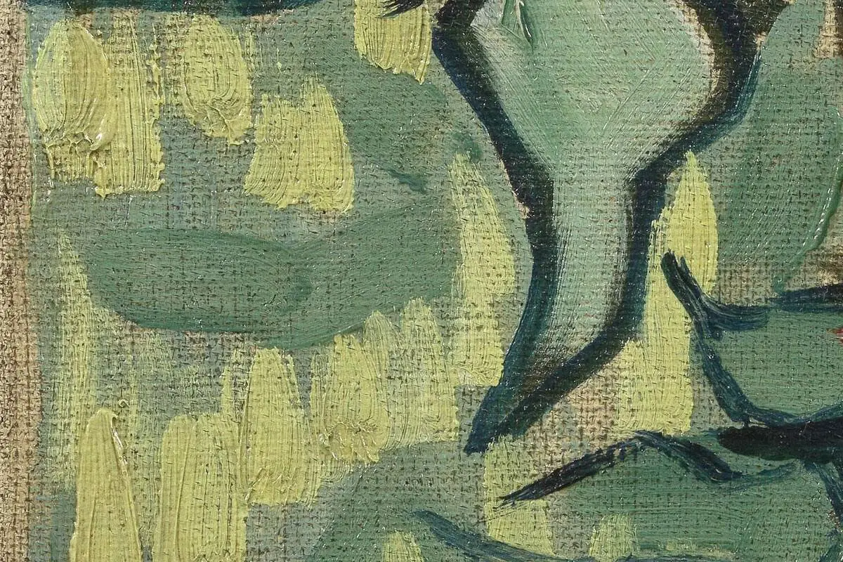 梵高花卉画作品《玫瑰和甲虫》高清大图局部细节 (3)