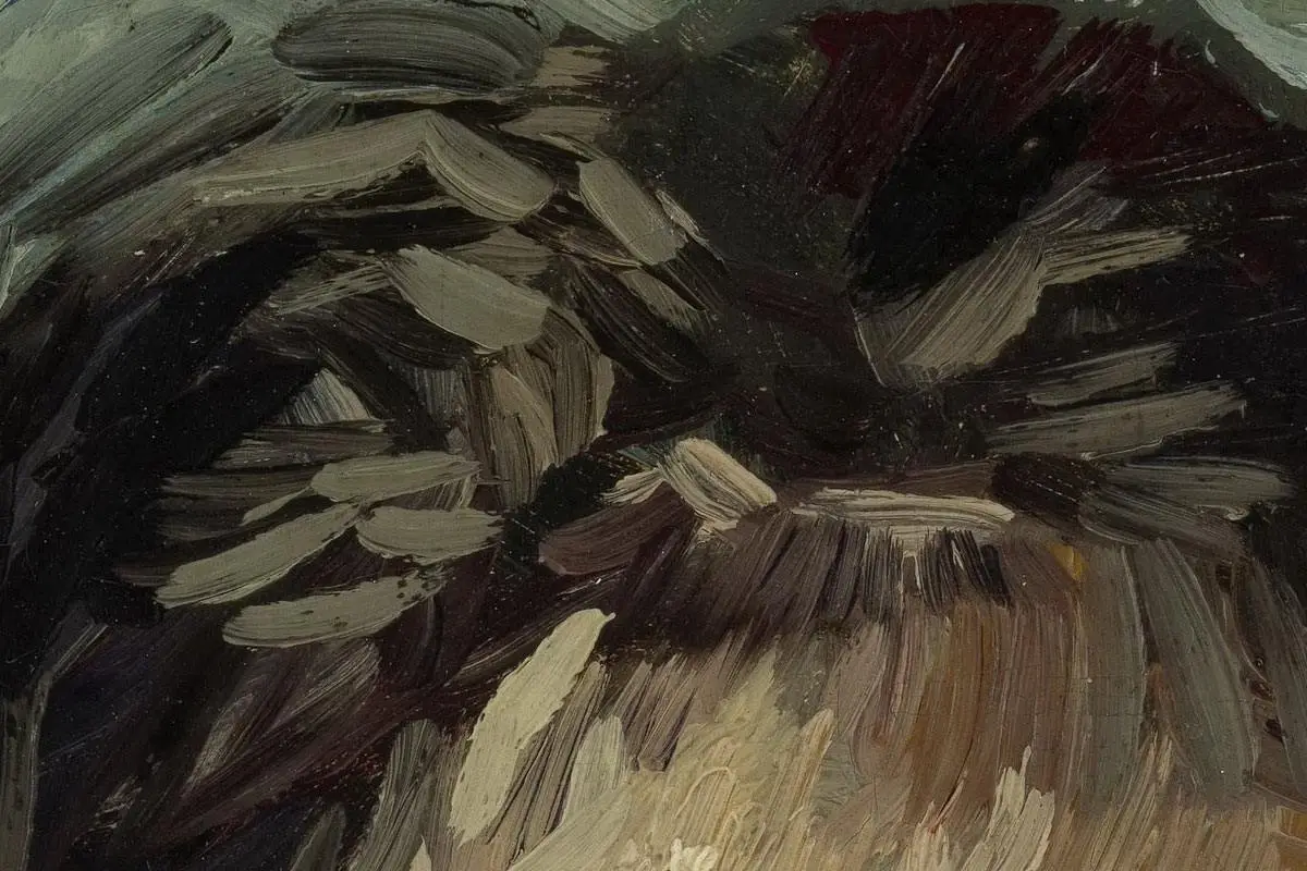 梵高油画人物头像《头发松弛的女人头像》局部细节 (6)