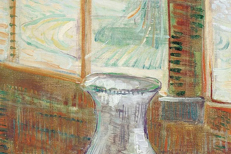 梵高油画作品《有苦艾酒的咖啡桌》局部 (5)