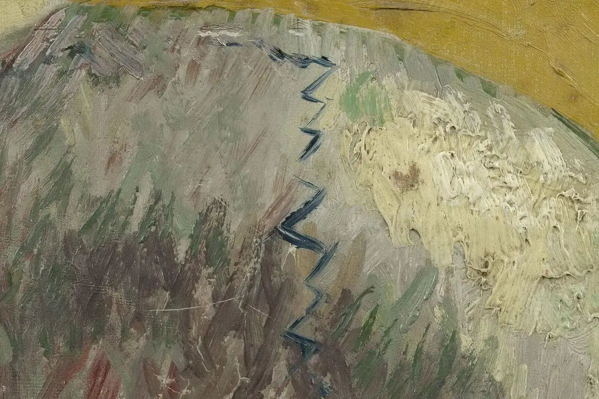 梵高油画习作《侧面的骷髅》高清大图局部细节 (2)