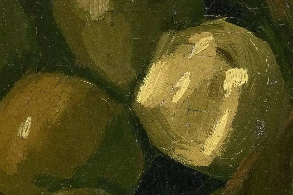 梵高作品《一篮苹果的静物》高清大图局部细节 (3)