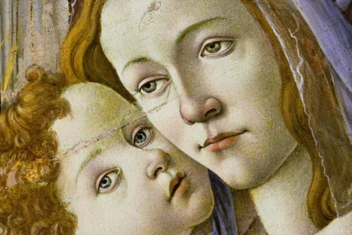 波提切利《圣母子系列》圆形绘画作品集局部细节 (4)