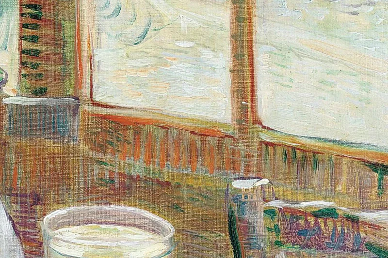 梵高油画作品《有苦艾酒的咖啡桌》局部 (6)