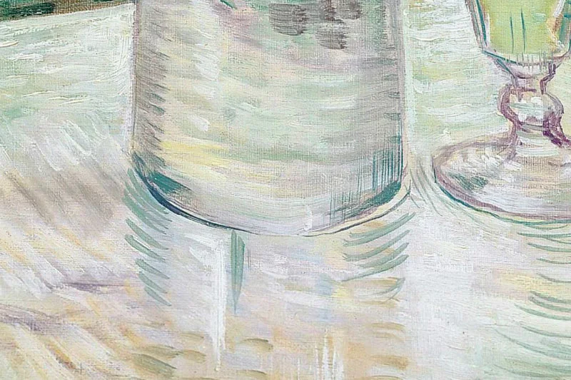 梵高油画作品《有苦艾酒的咖啡桌》局部 (4)