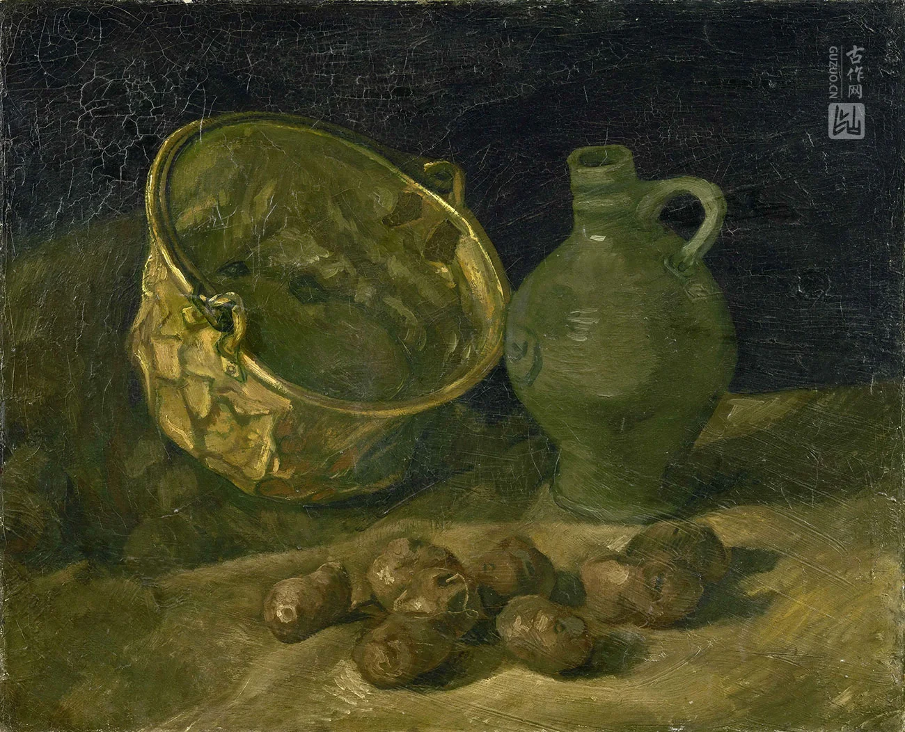 梵高作品《铜锅和壶与土豆的静物》