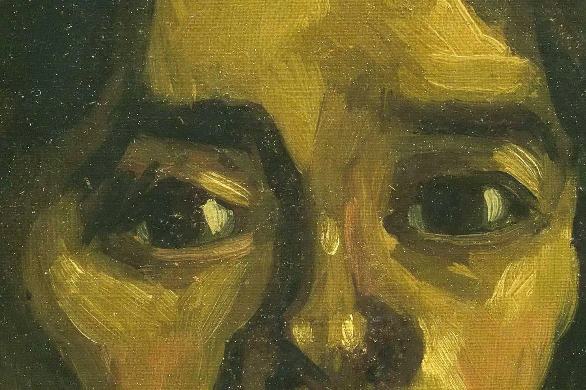 梵高油画习作《一个农妇的头像》局部 (1)