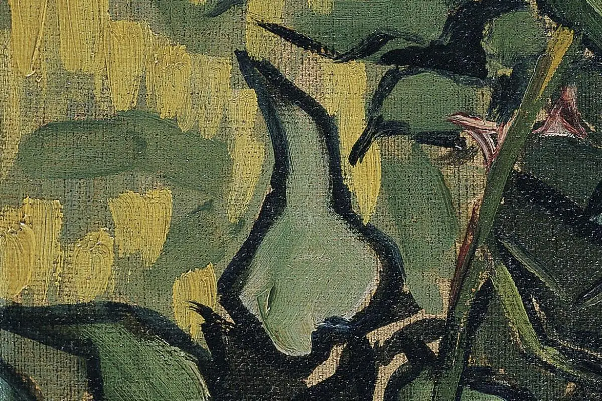 梵高花卉画作品《玫瑰和甲虫》高清大图局部细节 (7)