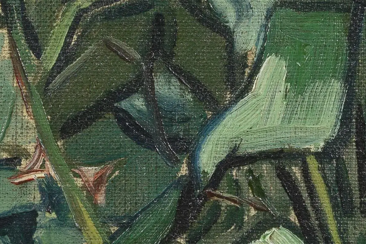 梵高花卉画作品《玫瑰和甲虫》高清大图局部细节 (4)