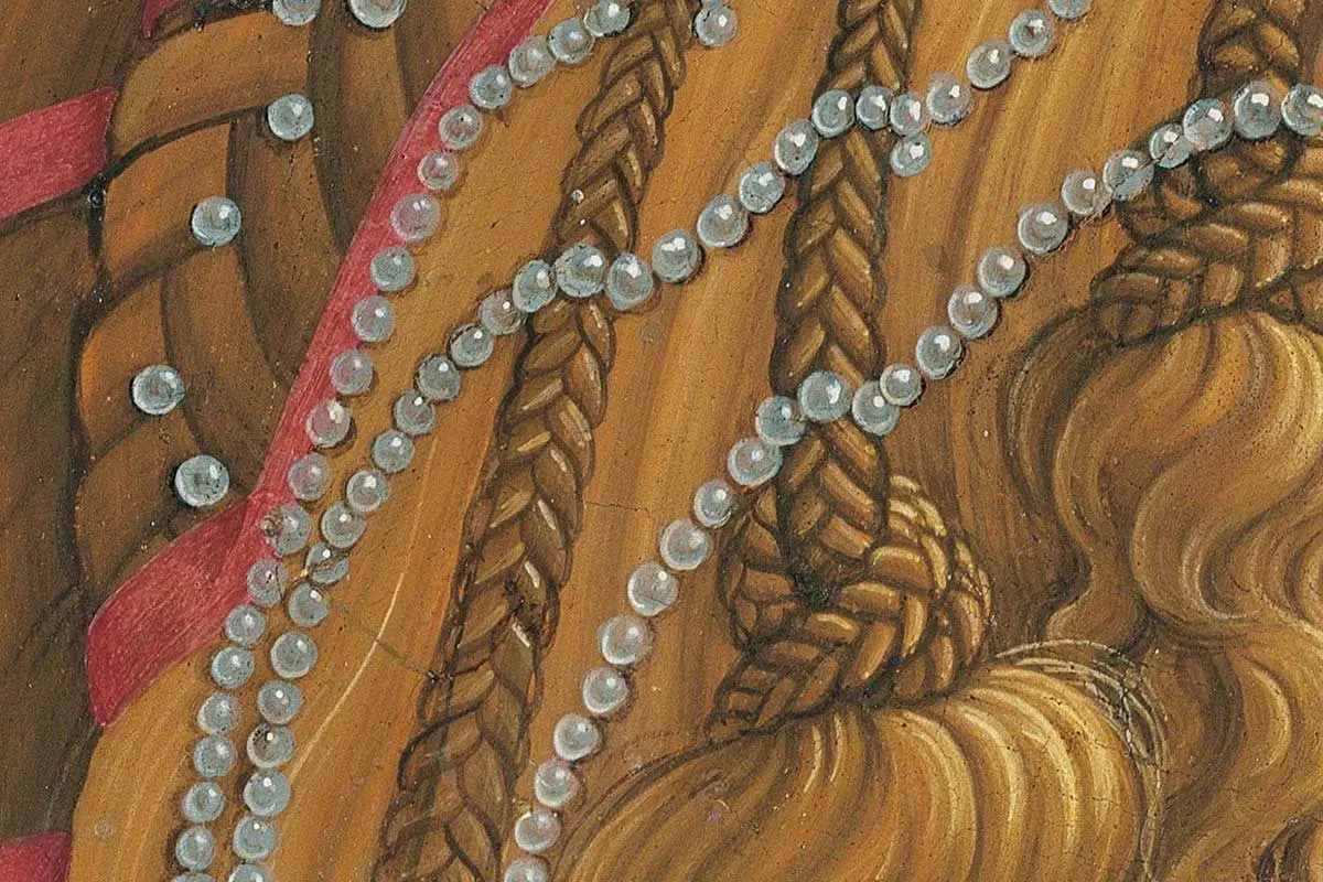 波提切利肖像画作品《西蒙内塔·韦斯普奇》局部 (4)