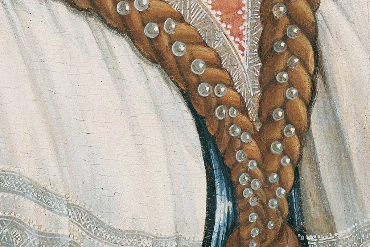 波提切利肖像画作品《西蒙内塔·韦斯普奇》局部 (7)