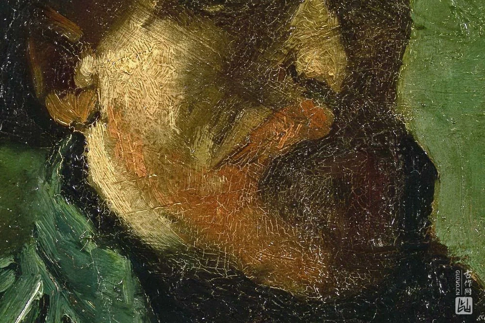 画架前戴深色毛毡帽的梵高自画像局部 (2)