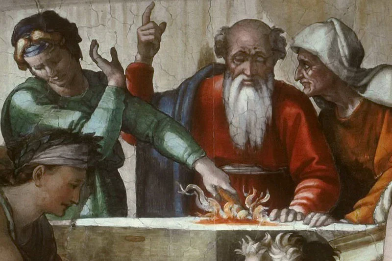 米开朗基罗西斯廷教堂壁画《诺亚的牺牲》局部 (1)