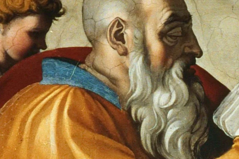 米开朗基罗西斯廷教堂的壁画《先知撒迦利亚》局部 (1)