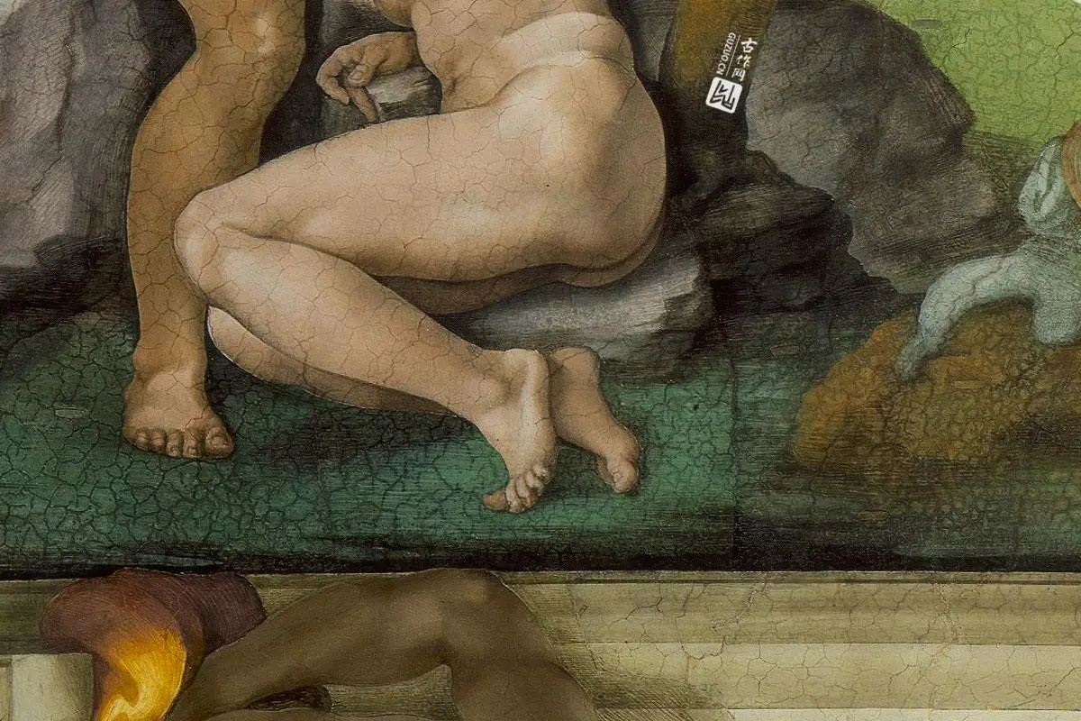 米开朗基罗壁画《逐出伊甸园》局部 (3)