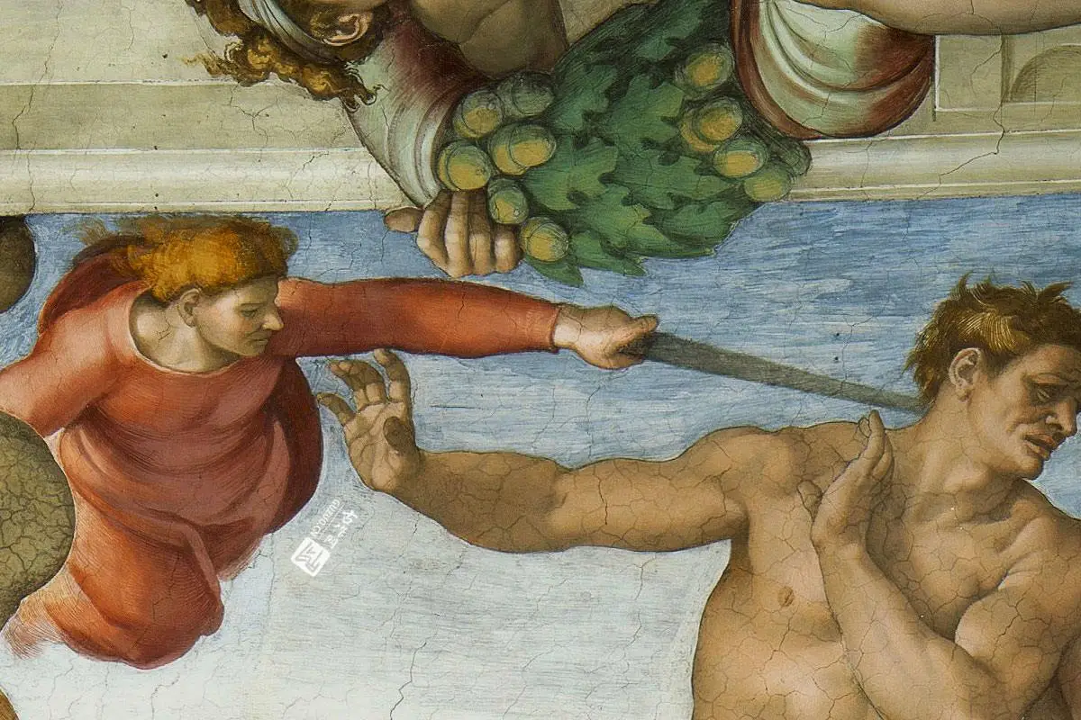 米开朗基罗壁画《逐出伊甸园》局部 (2)