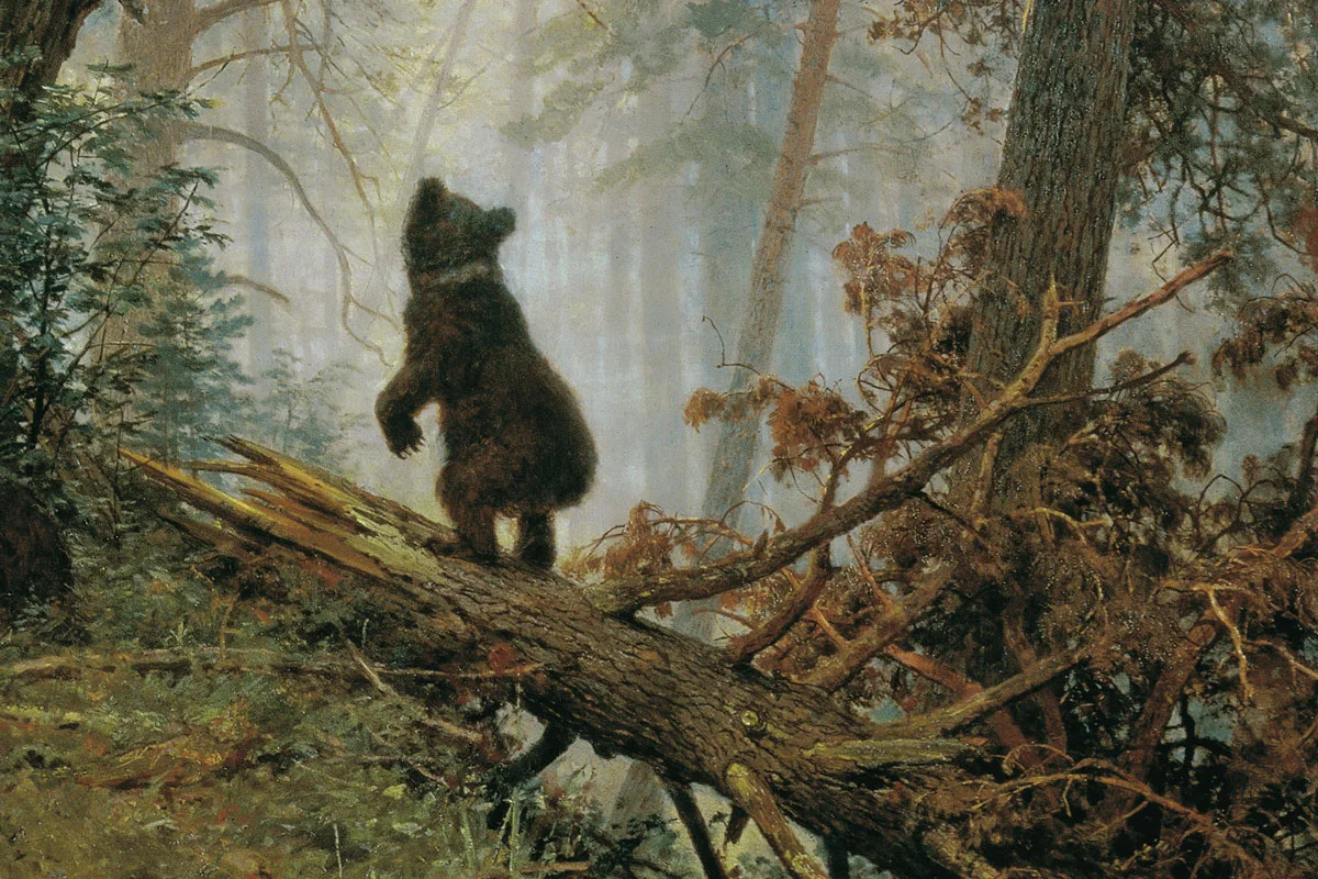 希施金代表作《松林的早晨》局部 (2)