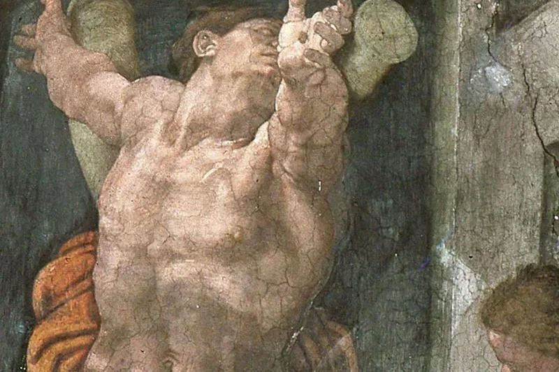 米开朗基罗西斯廷教堂天顶壁画《哈曼的惩罚》局部 (2)