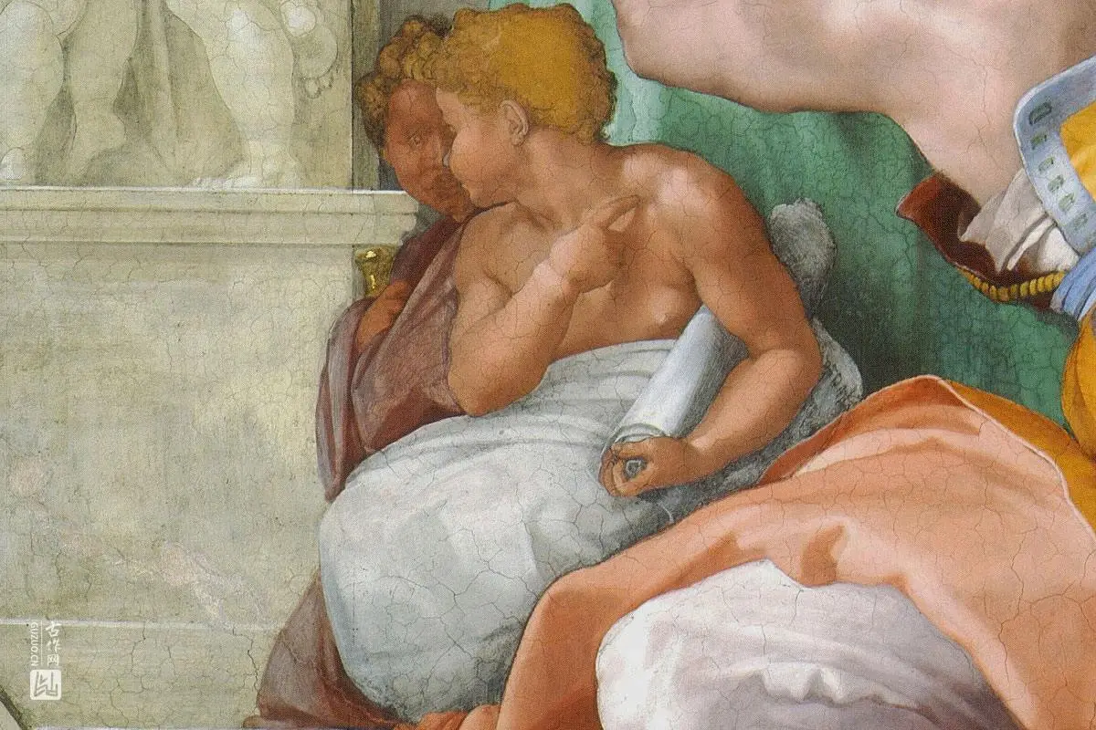 米开朗基罗西斯廷教堂壁画《利比亚西比尔》局部 (2)