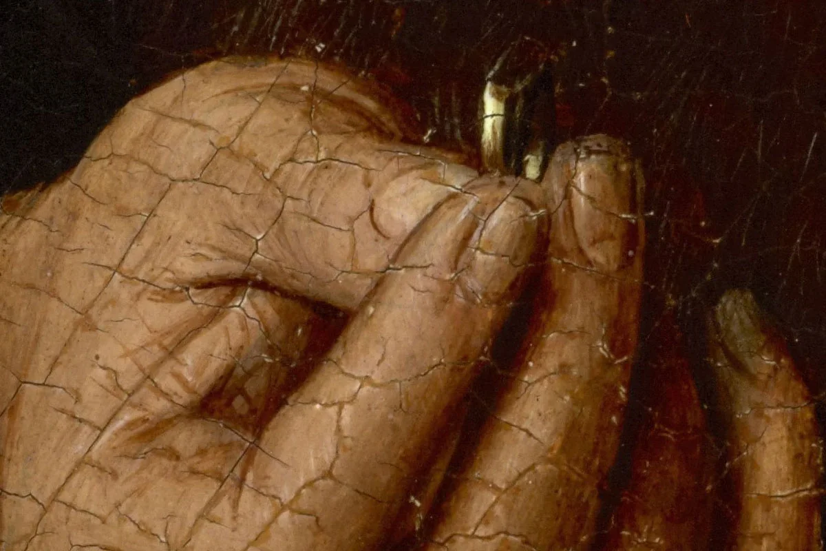 扬·凡·艾克油画肖像《戴蓝色头巾的男人肖像》局部 (5)